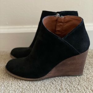 Lucky Brand Women’s Wedge Booties ~ Black Suede